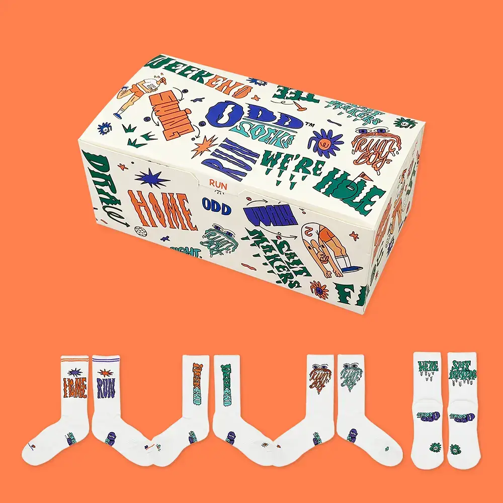 [선물세트] 오드삭스 쿨맥스 러닝 크루 삭스 A타입 4개입 세트 (M/L)